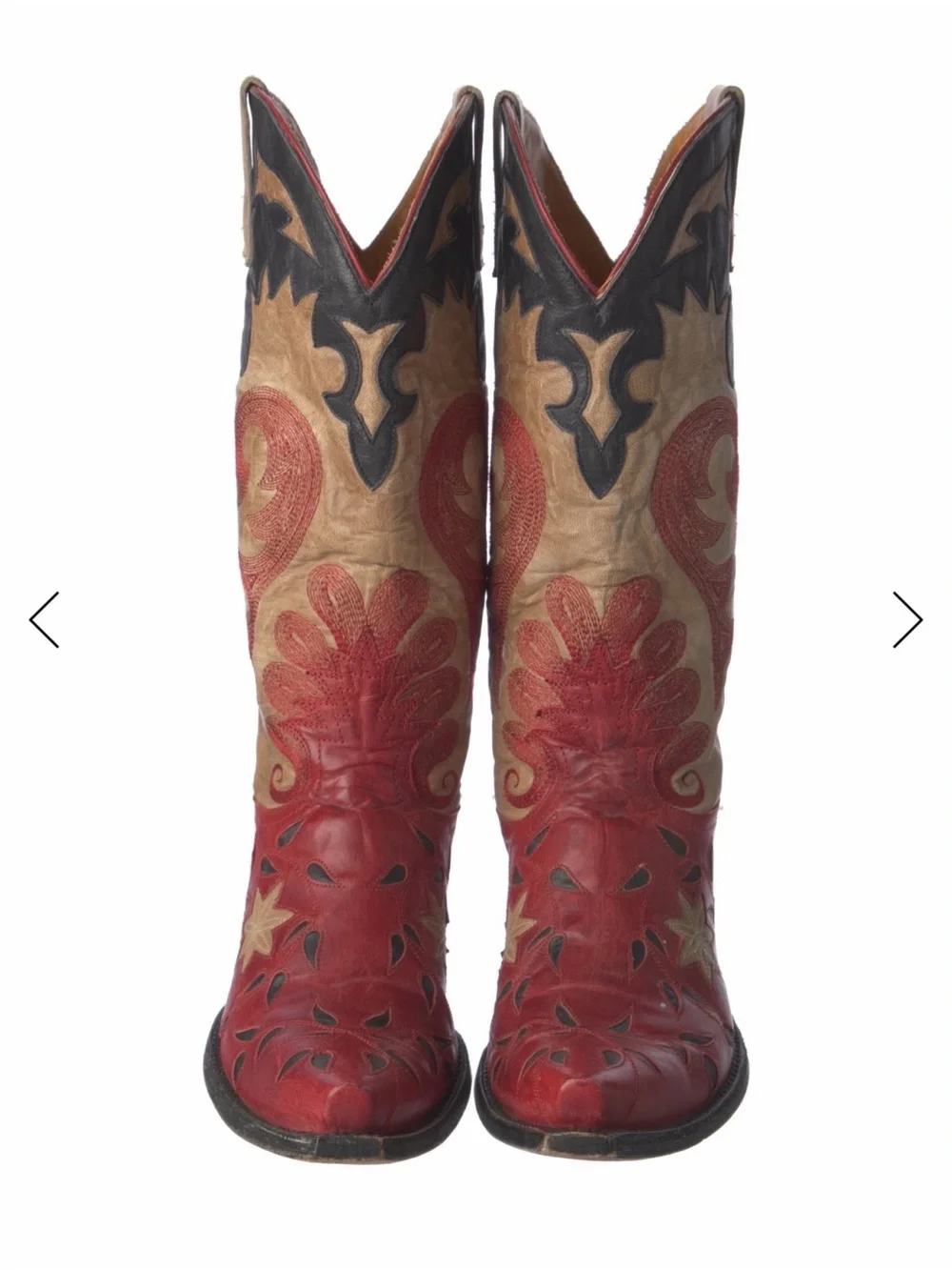 Old Gringo Letty Red Tan and Navy Leather Western Boot - Picture 3 of 4